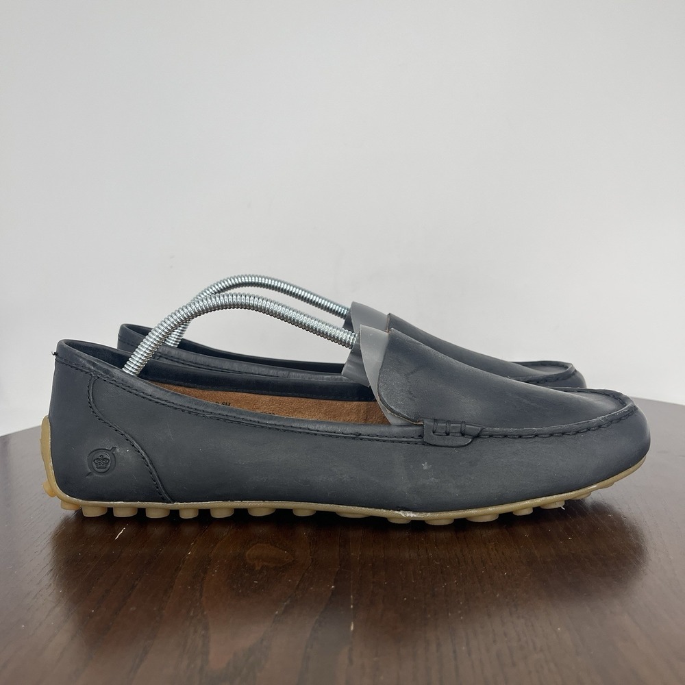 Born Axona Loafer Shoes Women's 9.5M‎ Black Leather Driving Mocs Sip On Moc Toe - Picture 3 of 16
